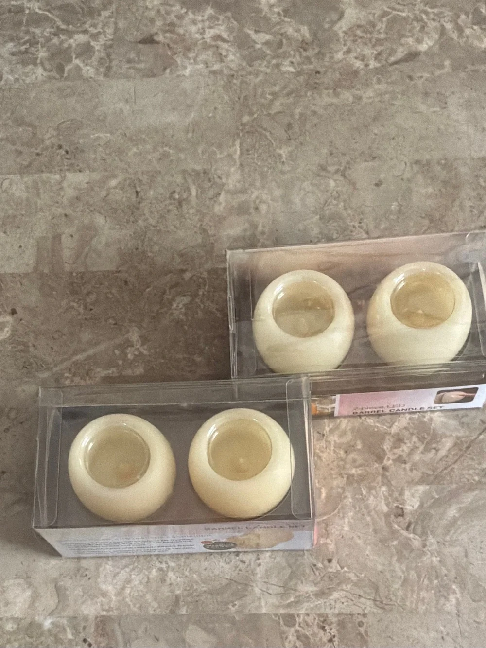 LED Barrel Candle Set - Cream 2-Piece